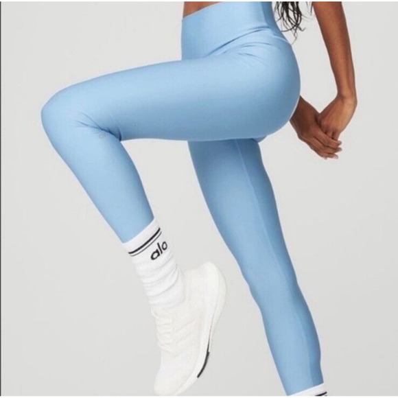 Alo Yoga High Waist Blue Skies Airlift 7/8 Leggings Medium Athleisure Run Aa20 - Picture 1 of 6